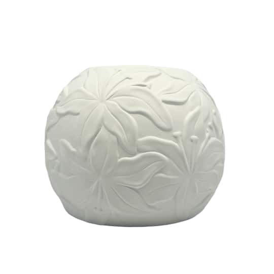 6.25" Embossed Lilies DIY Round Ceramic Vase by Make Market®